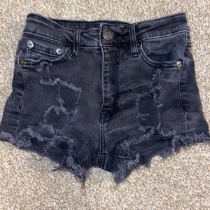 black jean shorts